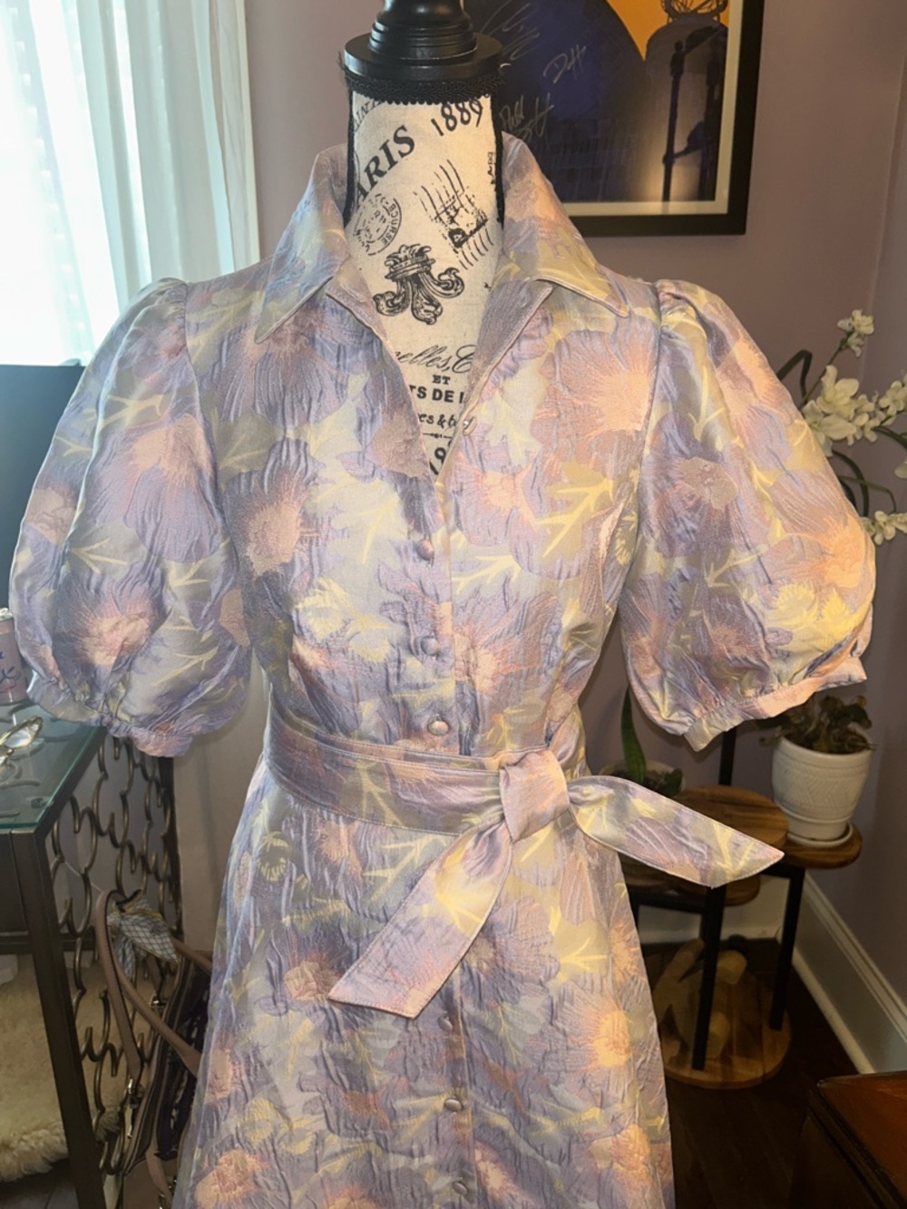 Alley Glass-Charlotte Gown-Lavender Puff-Sleeve Maxi Dress